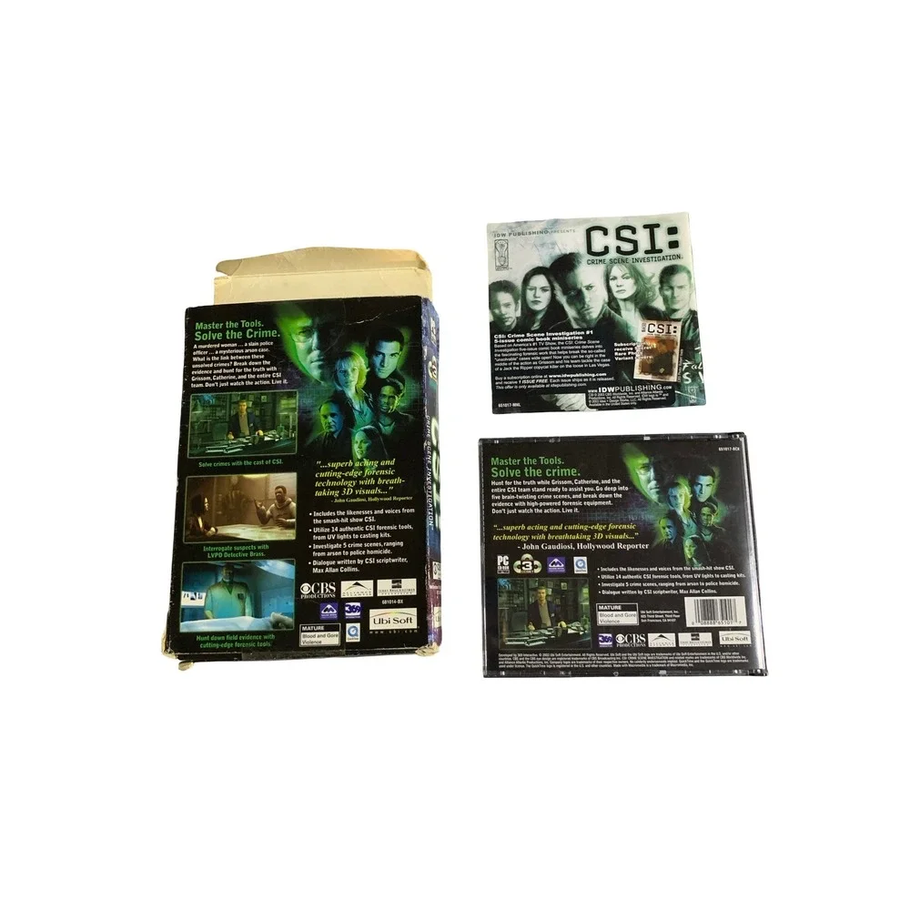 CSI Crime Scene Investigation PC CD-ROM 2003 Ubisoft 3 Disc Set Big Box Game